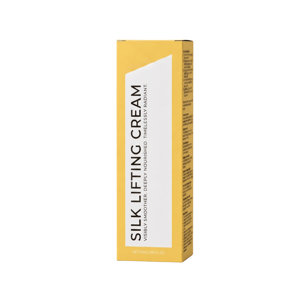Silk Lifting Cream packaging showcasing its lifting and smoothing benefits for skin care routines.