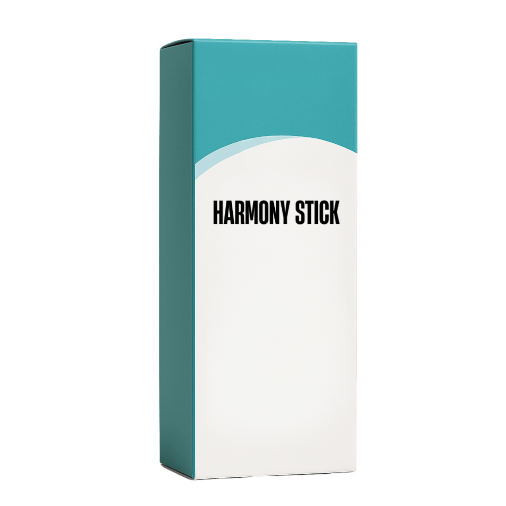 Packaging of the Harmony Stick beauty care product with a sleek design.