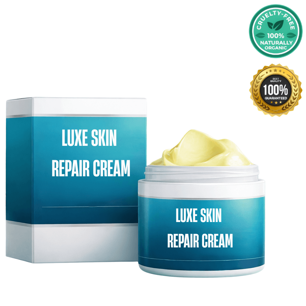 Luxe Skin Repair Cream jar and box showcasing a smooth skincare cream for maintaining a polished skin appearance.