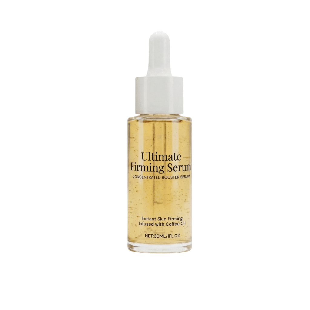 Ultimate Firming Serum bottle with dropper, concentrated booster serum for smooth radiant skin.