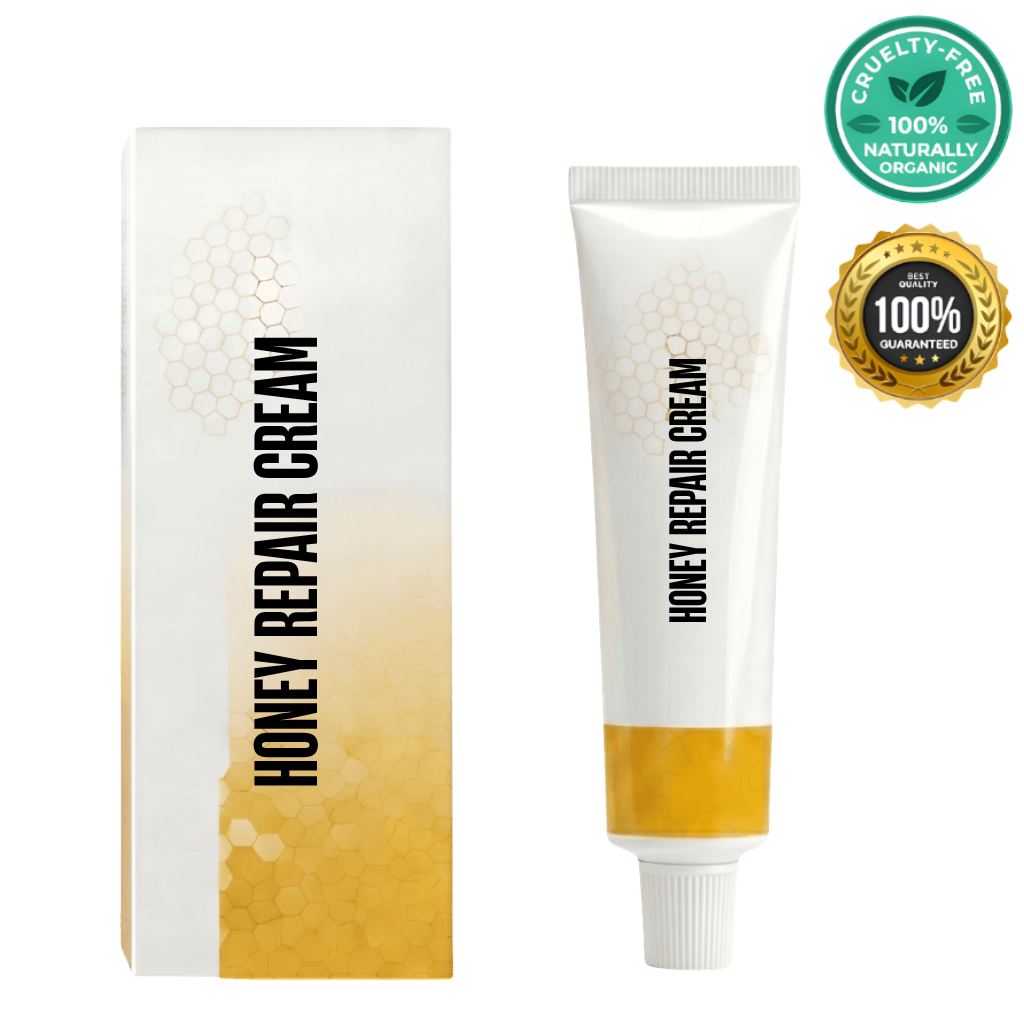 Luxe Honey Repair Cream packaging and tube showcasing its gentle formula for daily skincare.