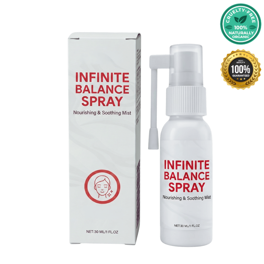 Limitless Balance Spray in a white bottle with a soothing mist application for refreshed hydrated skin.
