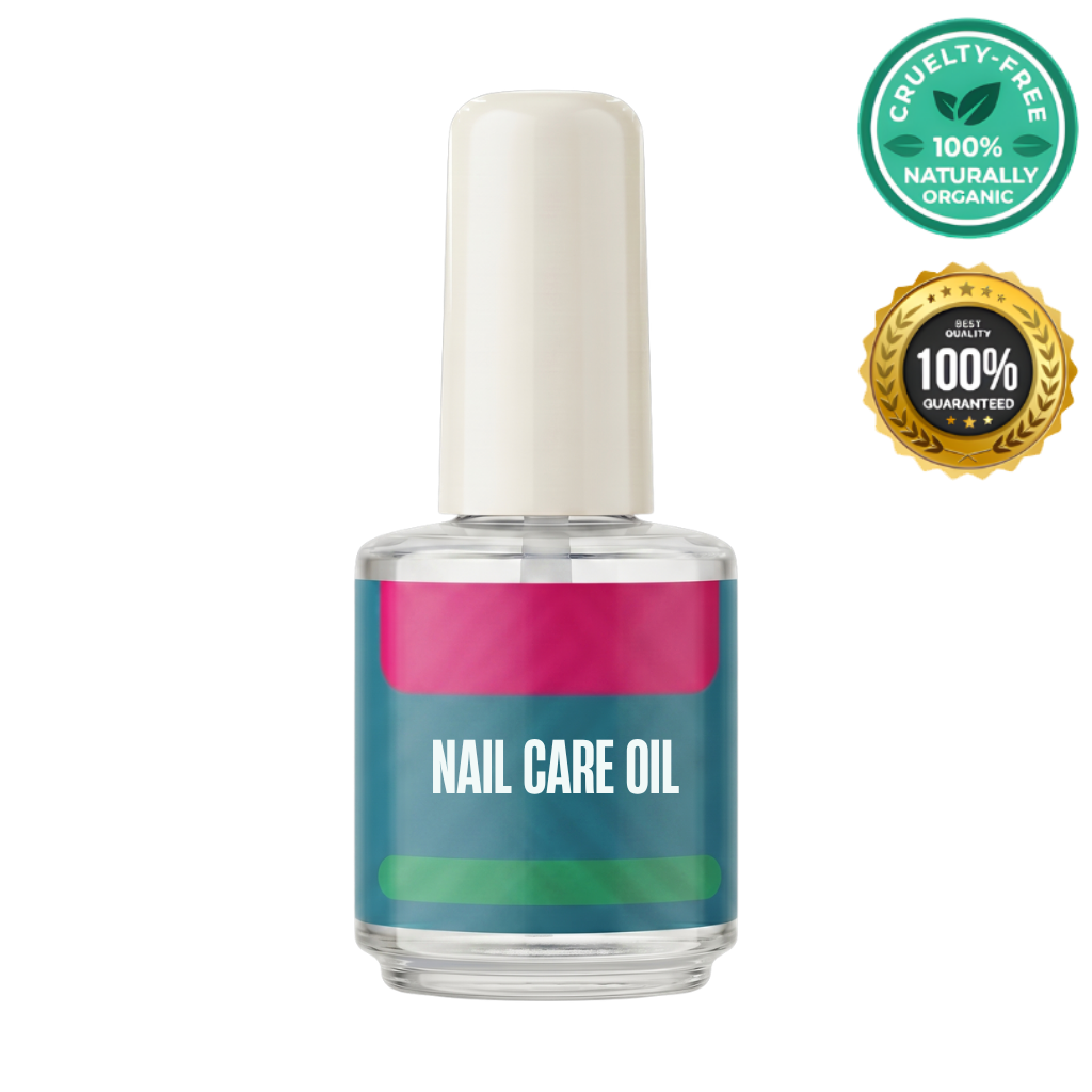 Bottle of Nail Care Oil designed for smoother, well-kept nails with cruelty-free and organic certification.