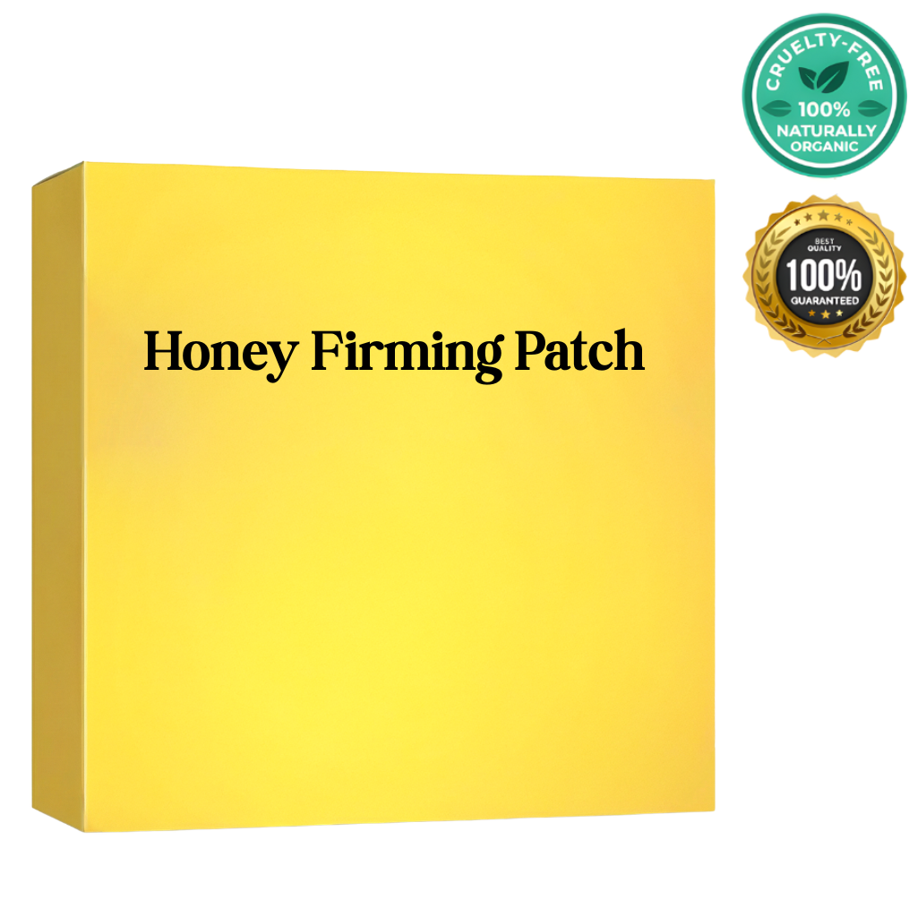 Honey Firming Patch packaging showcasing cruelty-free and organic certifications.
