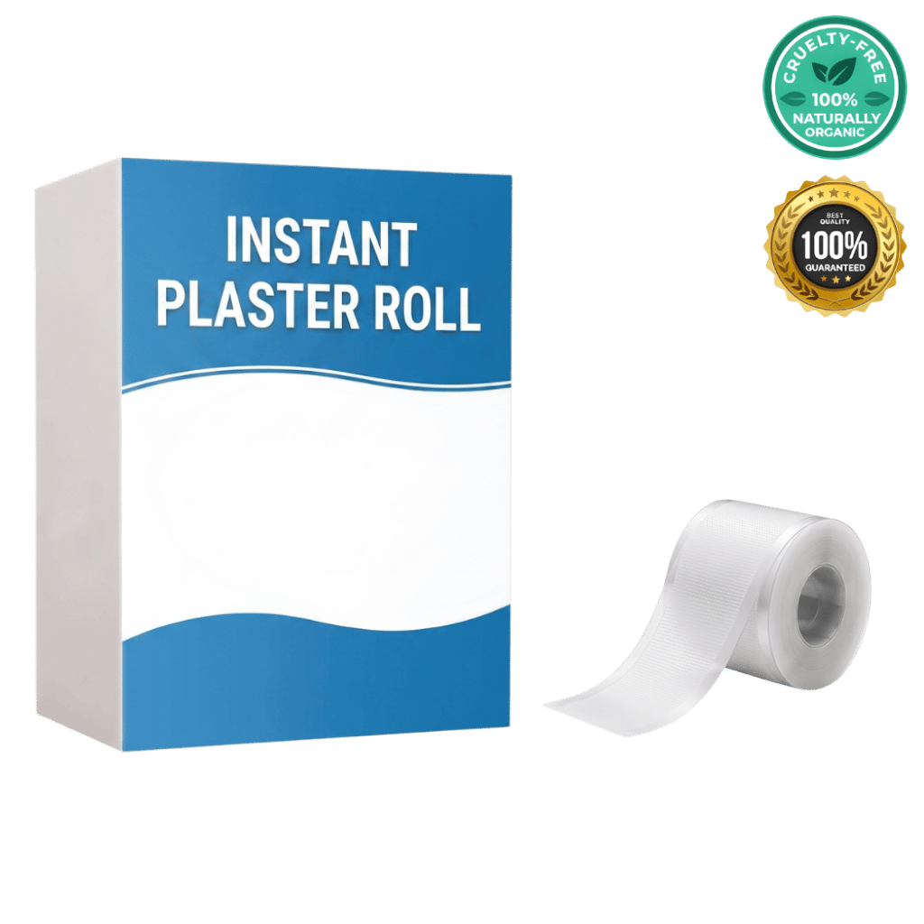 Instant Plaster Roll product packaging with a roll of lightweight skin care tape for easy application.