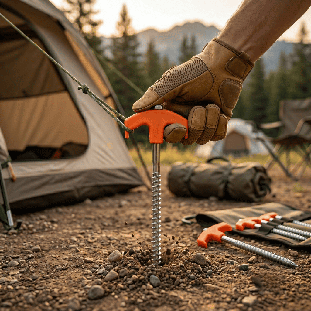 8" Screw in Tent Stakes Kit (4Pc)
