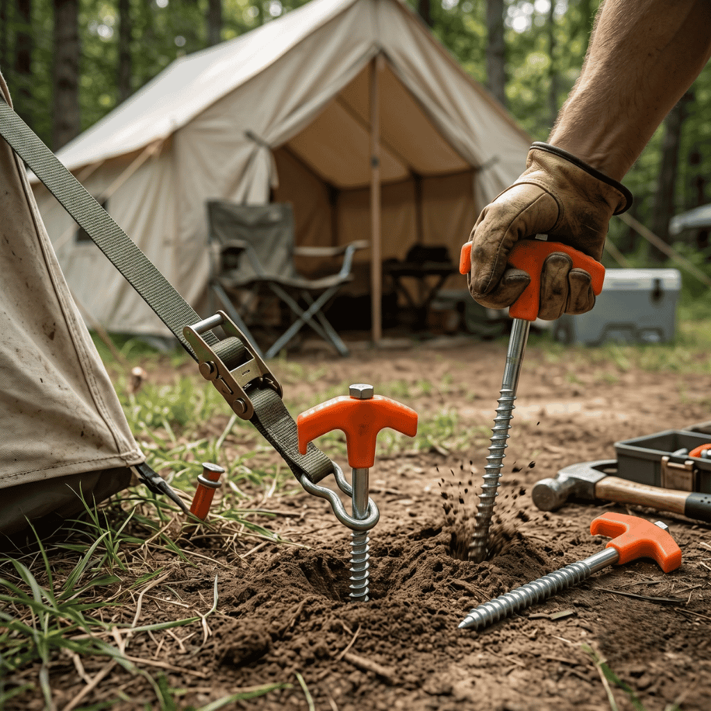 8" Screw in Tent Stakes Kit (4Pc)