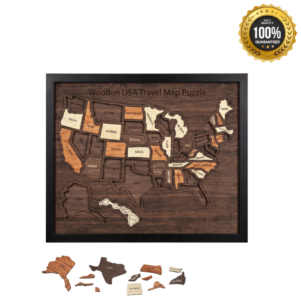 Decorative Wooden USA Travel Map Puzzle