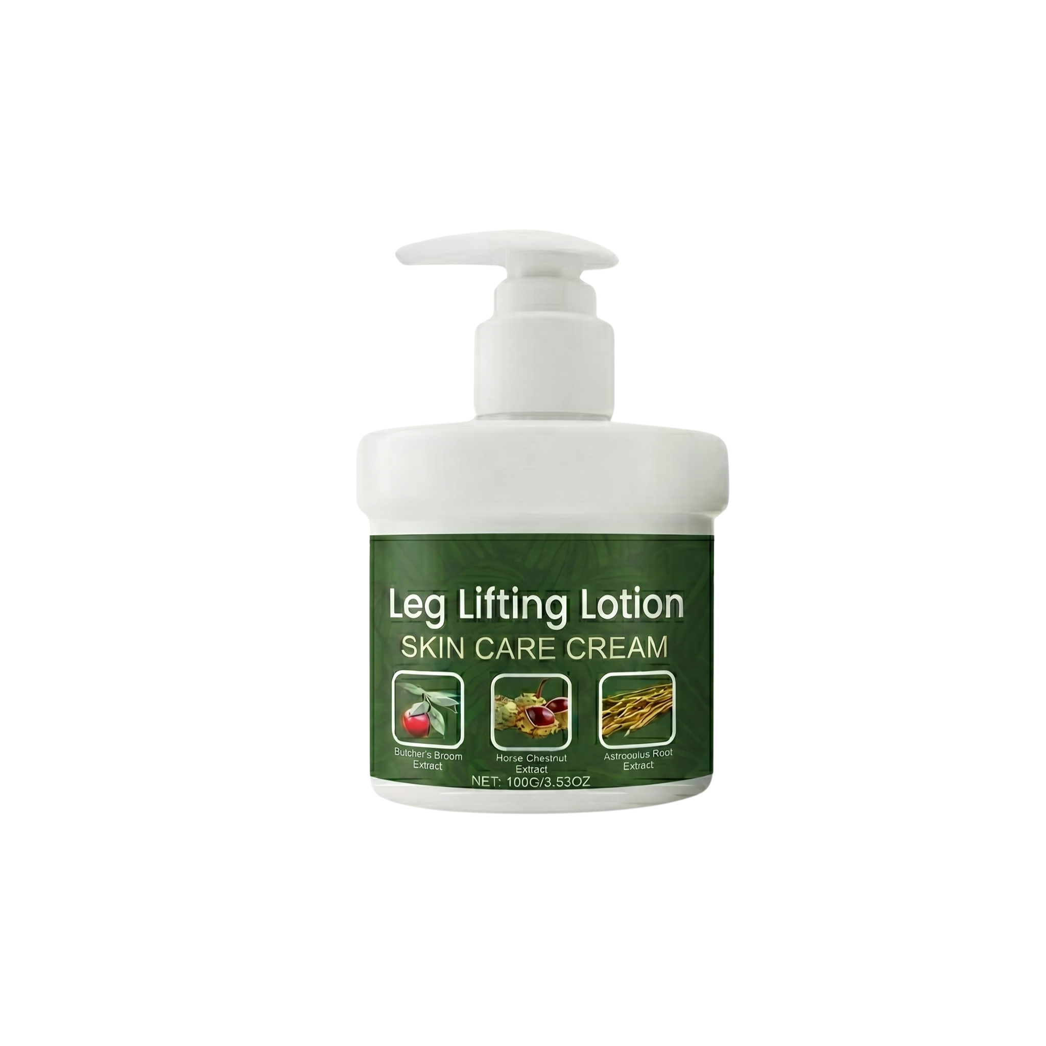 Leg Lifting Lotion bottle with pump dispenser for smoother, firmer skin care.