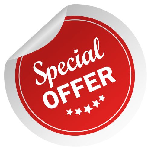 Red sticker with text 'Special Offer' promoting a limited-time deal on products.