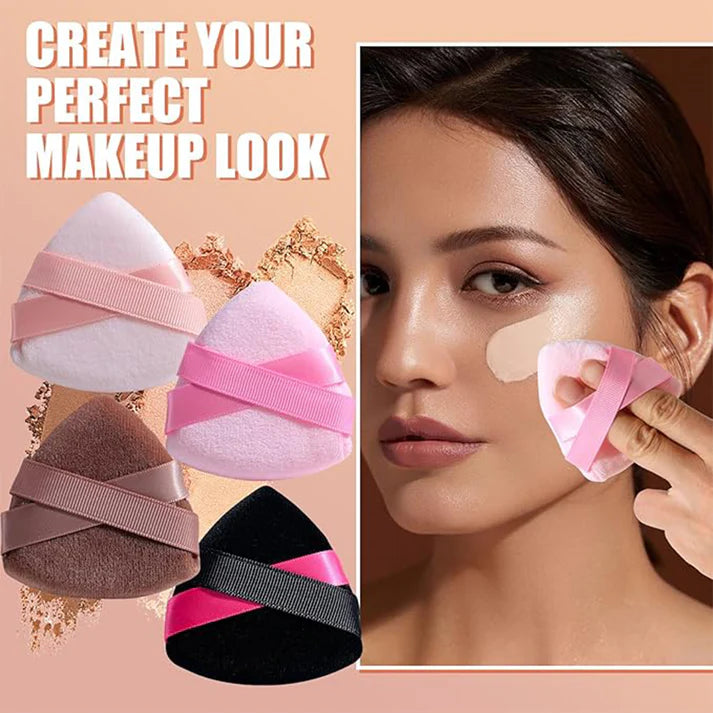 Zeyla UltraSoft Triangular Makeup Puff Set: velvety puffs for flawless makeup application and precise blending.