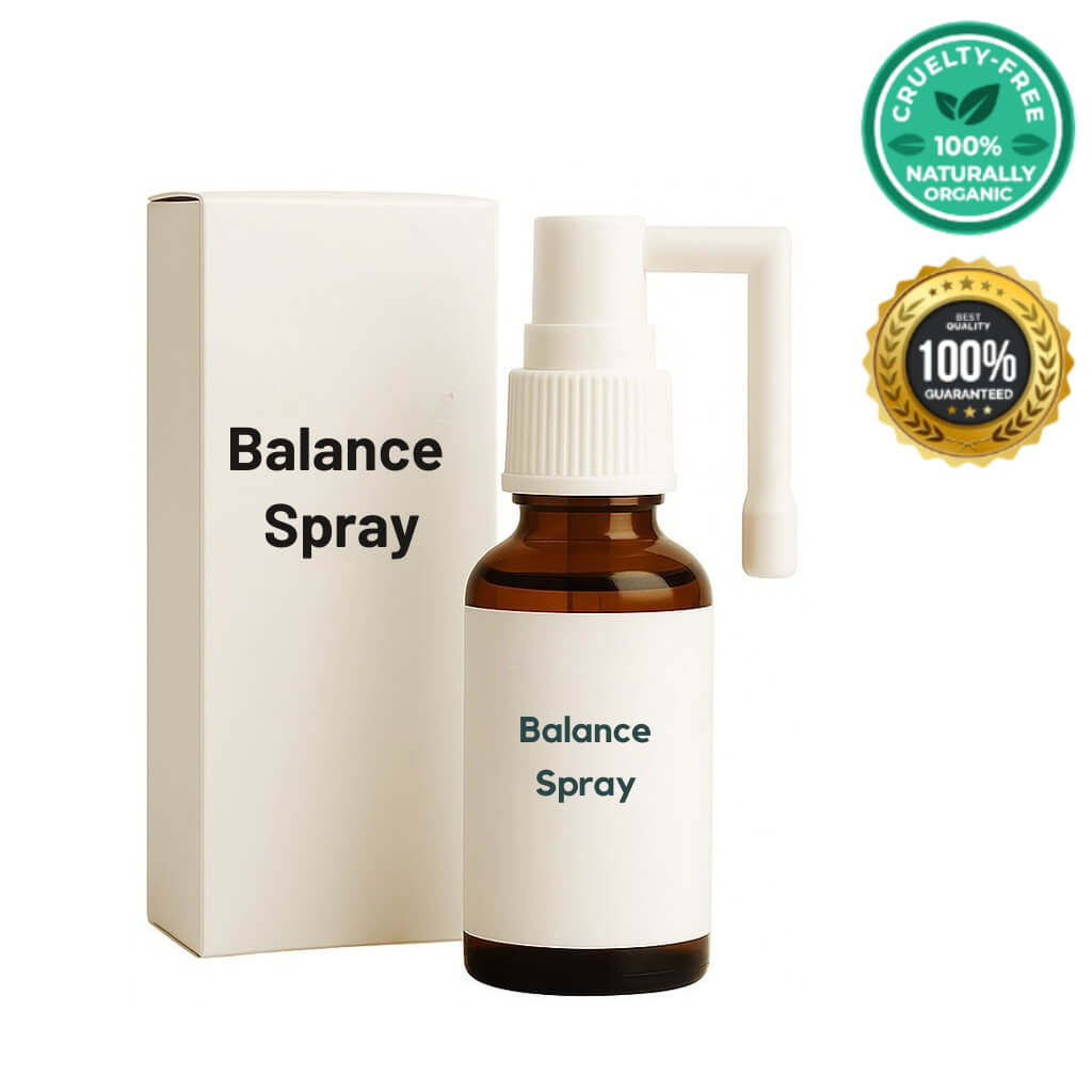Balance Spray bottle and packaging showcasing its natural, cruelty-free skincare benefits.