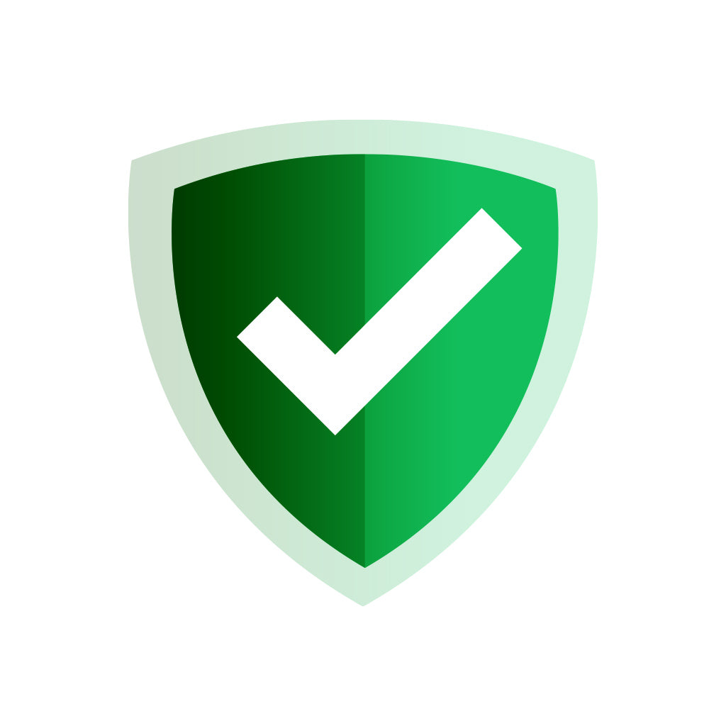 Shipping Insurance symbol on a green shield with a check mark, representing security and protection for packages.