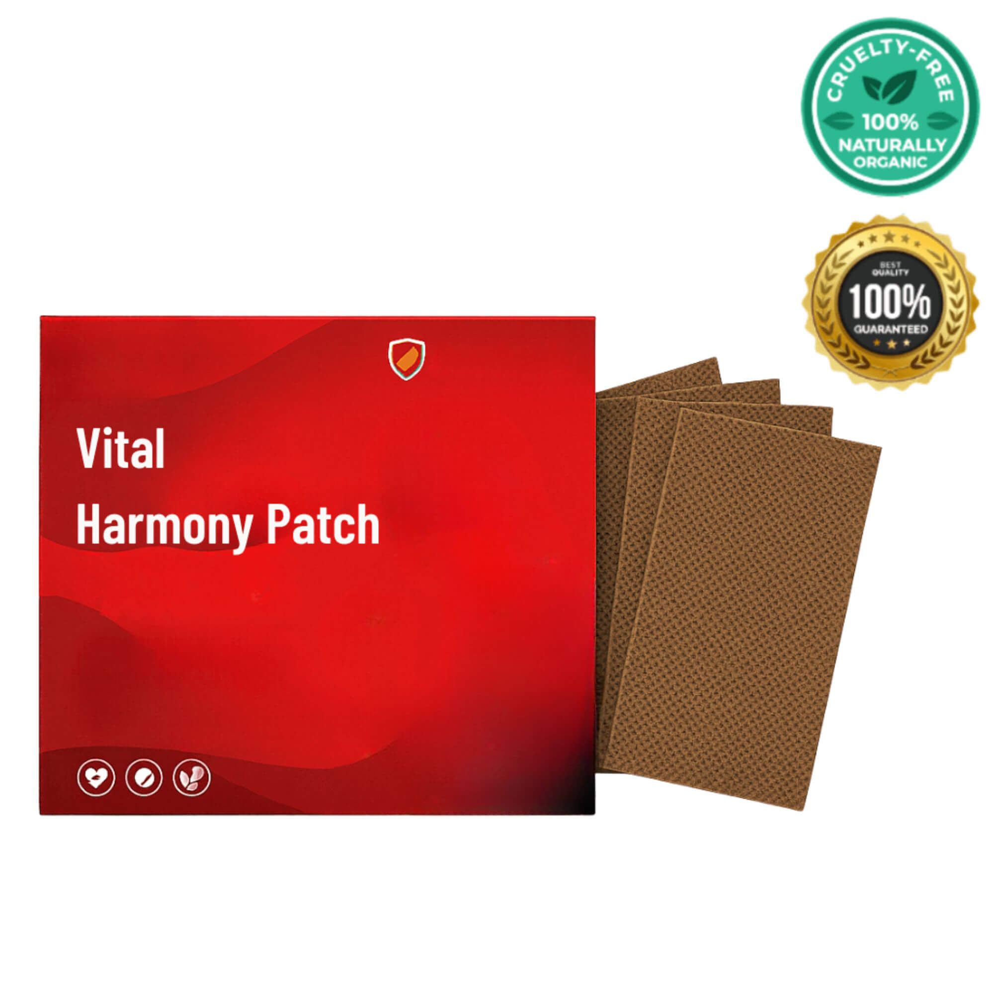 Vital Harmony Patch packaging with three soft patches designed for daily skincare and comfort.